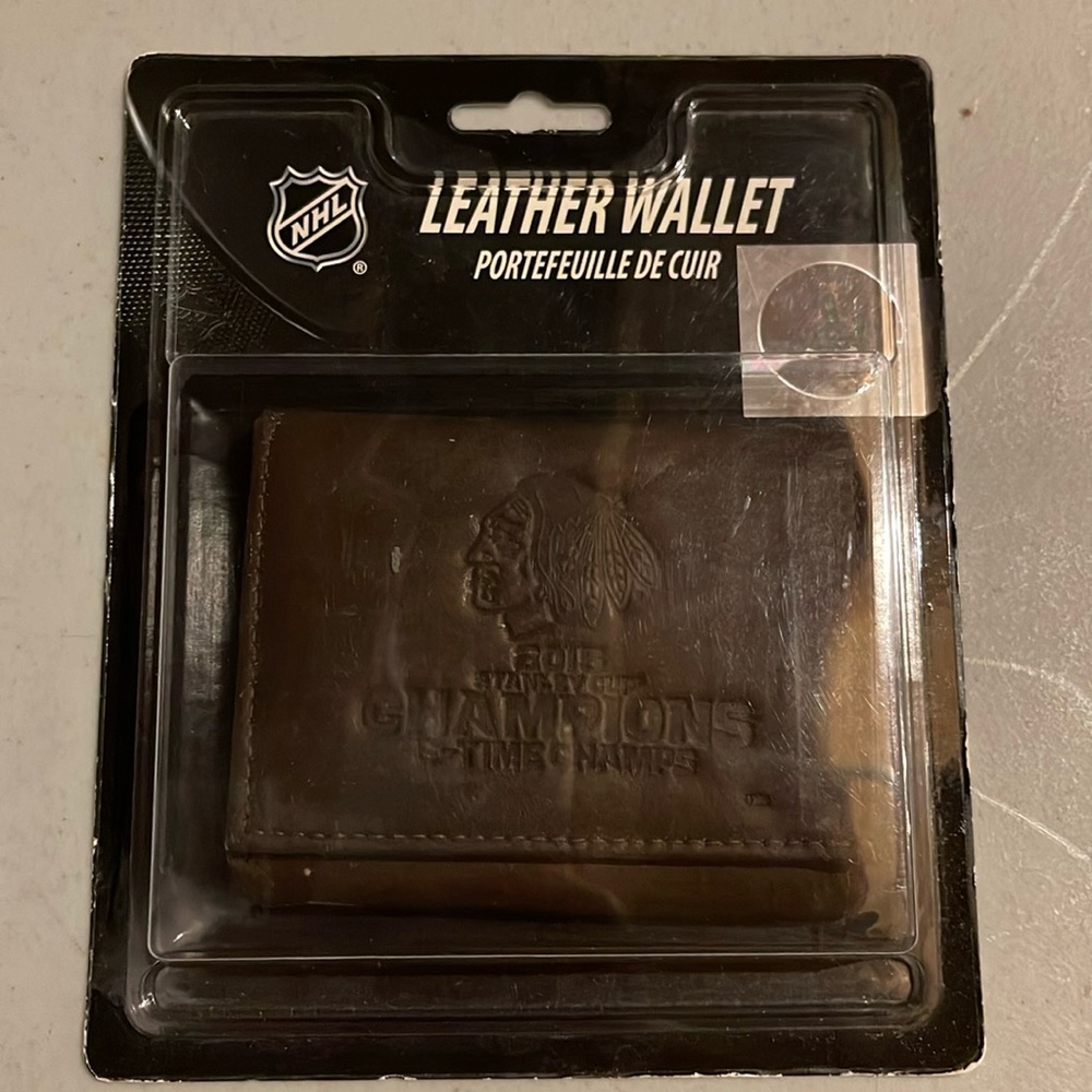 Blackhawks brown leather wallet. NWT